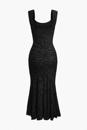 Czarna maxi sukienka w kwiaty