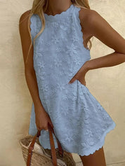 Casual Lace Bezrękawnik Mini Sukienka