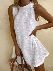 Casual Lace Bezrękawnik Mini Sukienka