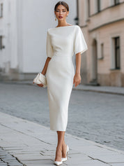 Elegancka Sukienka midi z krótkim rękawem