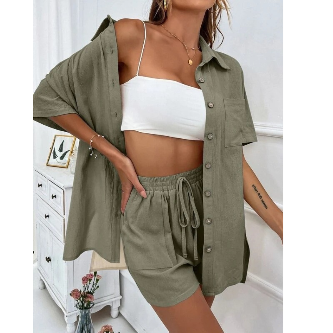 KRISTINE™ – Casual Letni Zestaw Lounge z Guzikami