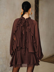 Zestaw Mini Sukienki z Tiered Ruffle Chiffon z Podszewką