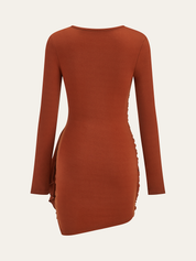 Sukienka bodycon z marszczeniem i długim rękawem