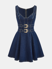 Sukienka mini z denimu z podwójnym zapięciem