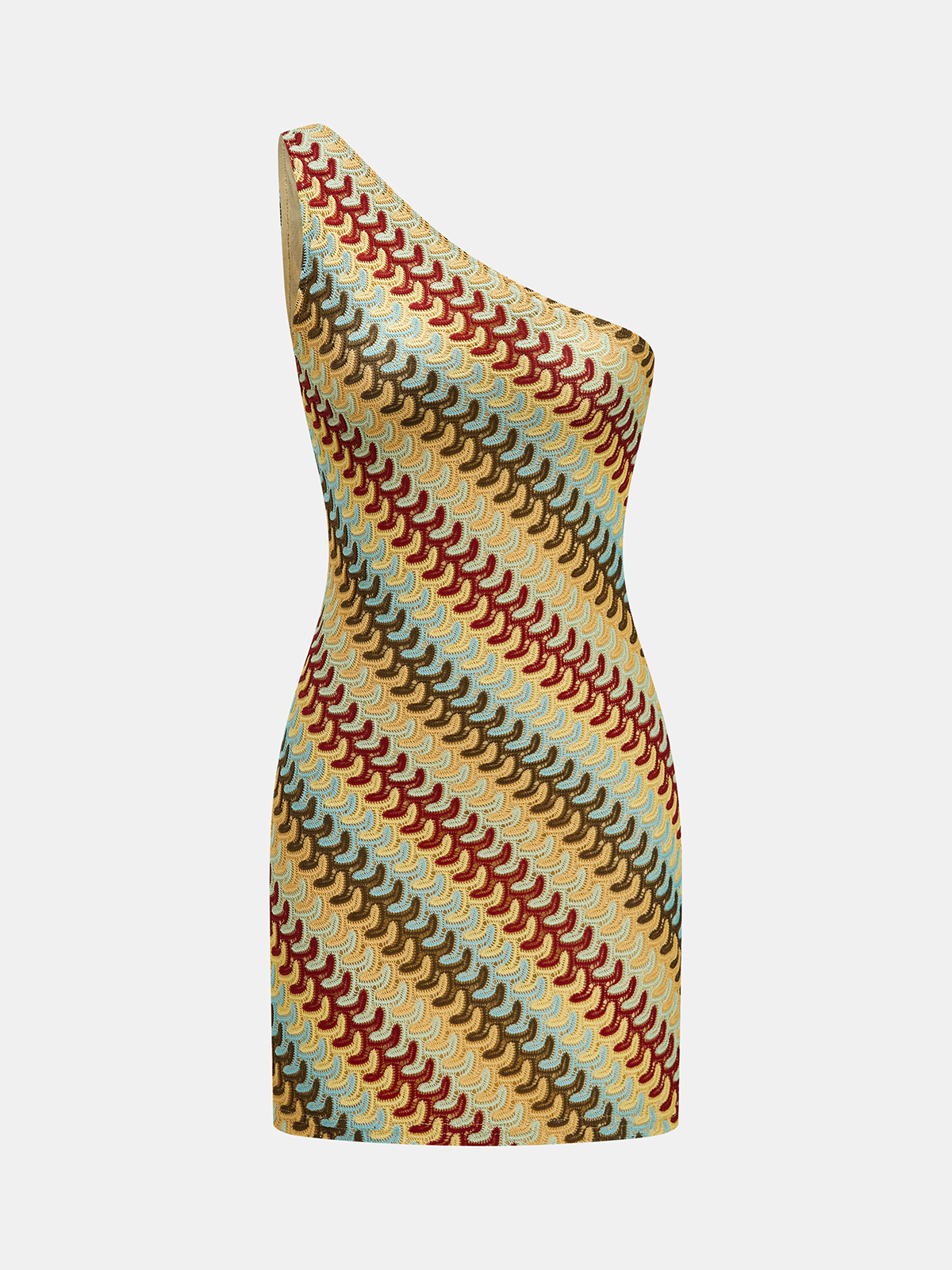 Jedno Ramię Fala Paskowana Sukienka Mini Slim Fit