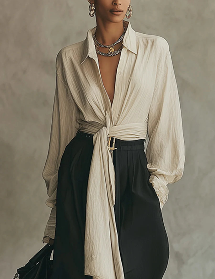 CreamAndBlackLinenBlendTieFrontShirtAndTrousersSet_1.jpg