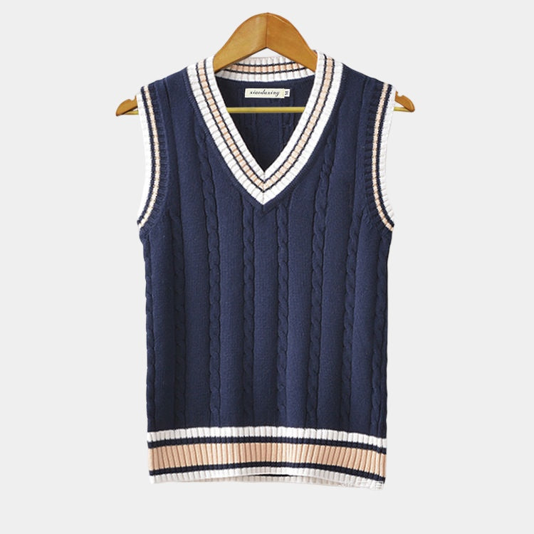 Męski Wygodny Bezrękawnik V-Neck do Stylizacji Warstwowej