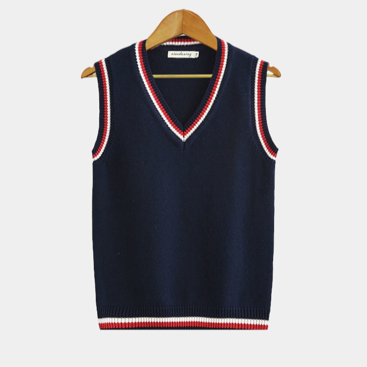 Męski Wygodny Bezrękawnik V-Neck do Stylizacji Warstwowej
