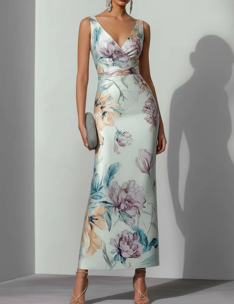 LightGreenFloralSatinVNeckSleevelessSheathMaxiDress_1.jpg
