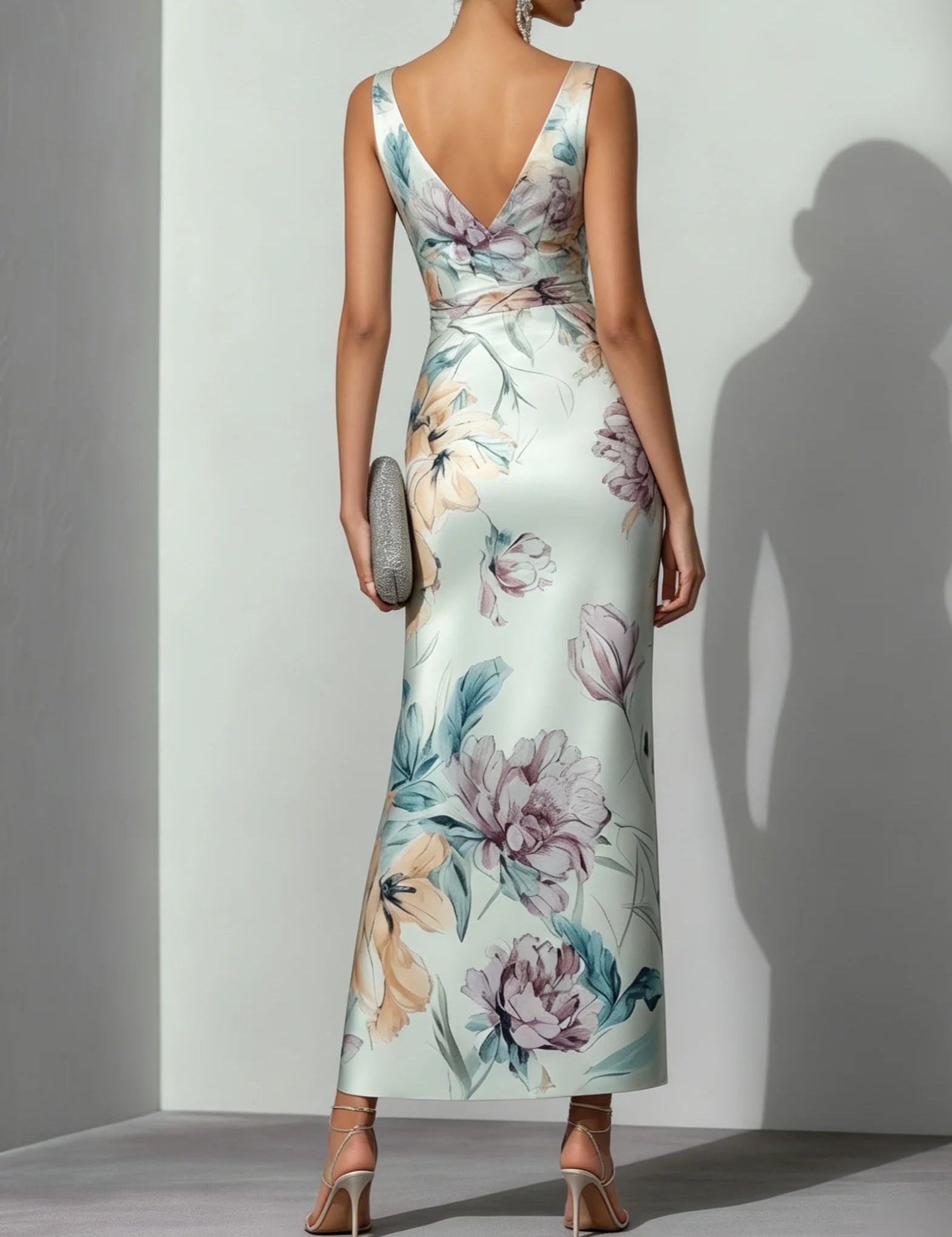 LightGreenFloralSatinVNeckSleevelessSheathMaxiDress_2.jpg