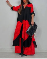 Damski top i spodnie z dekoltem w serek w stylu patchwork