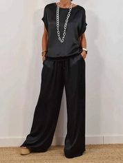 Luźna koszula z szerokimi spodniami casual set
