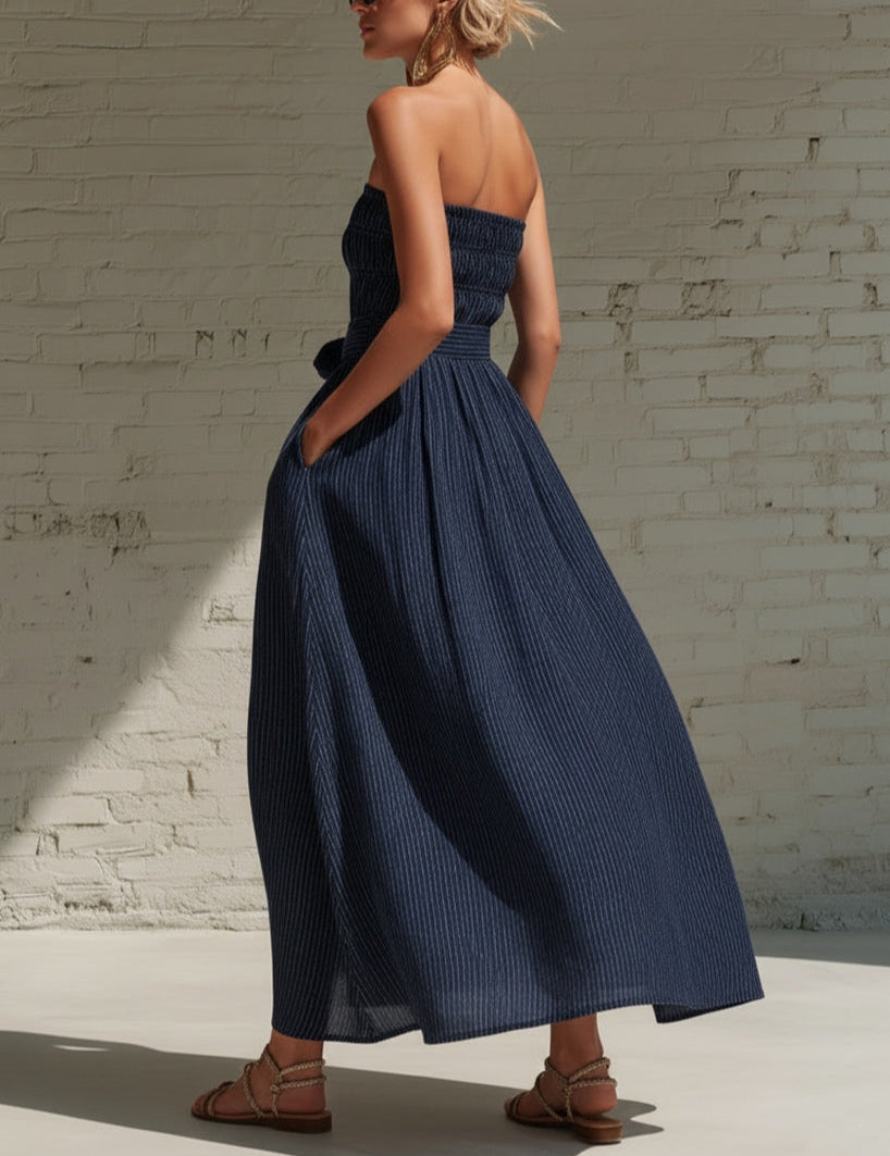 Stylish_Simple_Sleeveless_Off-Shoulder_Shirred-Bust_Blue_And_White_Stripes_Cotton_Maxi_Dress_3.jpg