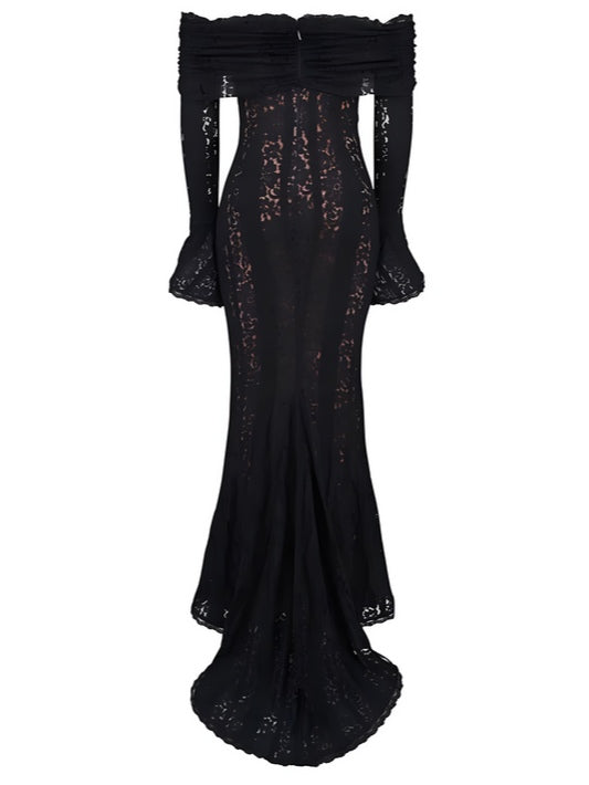 Sukienka Maxi z Koronką na Ramiączkach