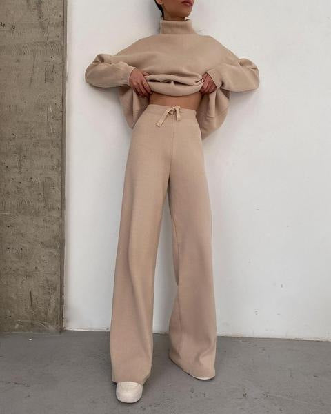 Sweter w jednolitym kolorze, luźny, casualowy zestaw