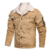 Elegancka Ciepła Skórzana Kurtka Fleece
