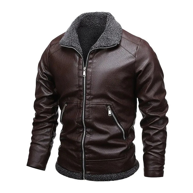 Elegancka Kurtka Skórzana z Fleece
