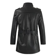 Elegancka Długa Kurtka Skórzana Motocyklowa