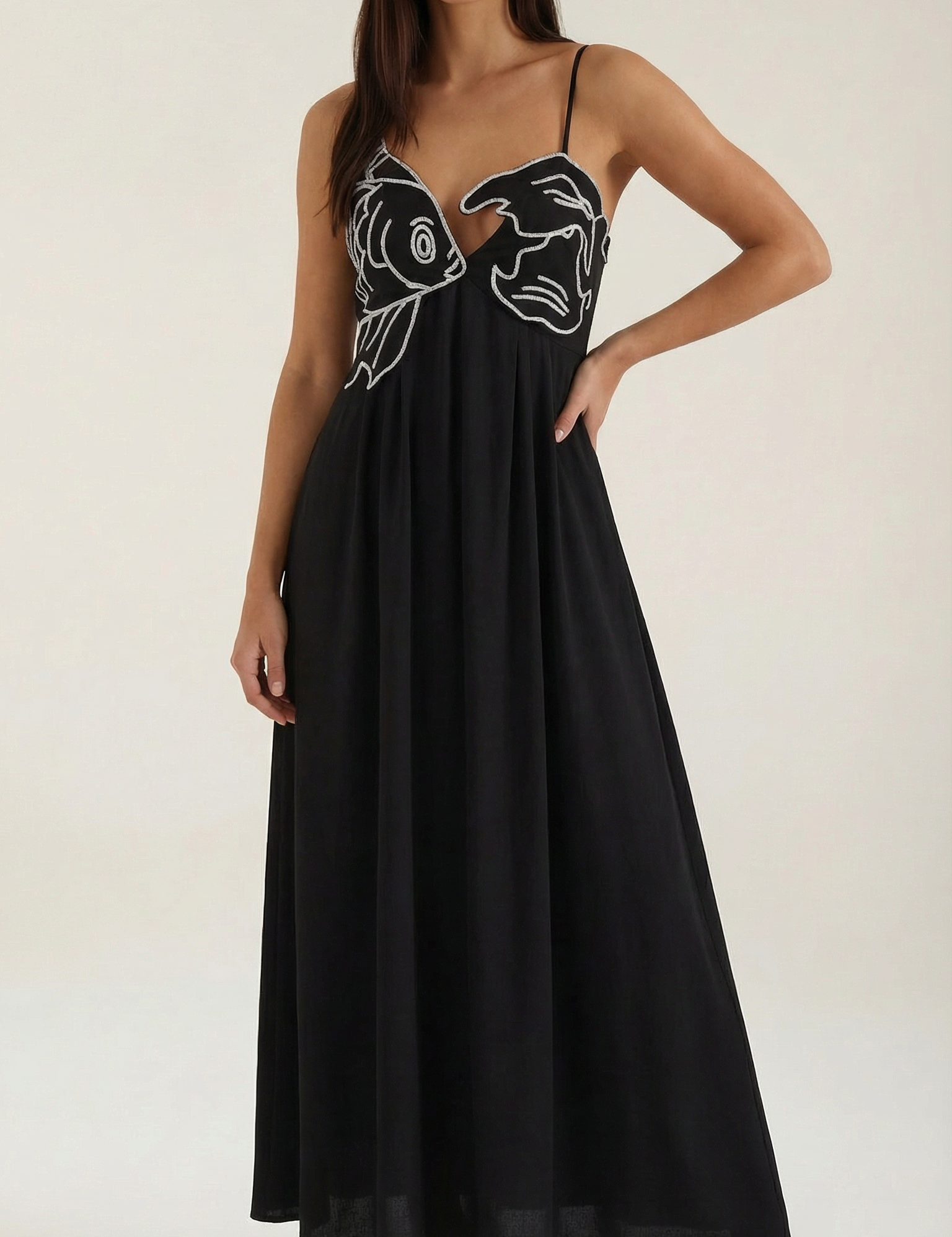 Sukienka maxi Deborah z motywem ryby