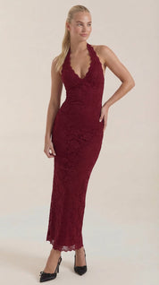 Roxanne Spitzen-Halter-Maxikleid