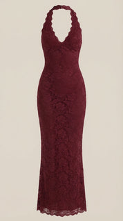 Roxanne Spitzen-Halter-Maxikleid