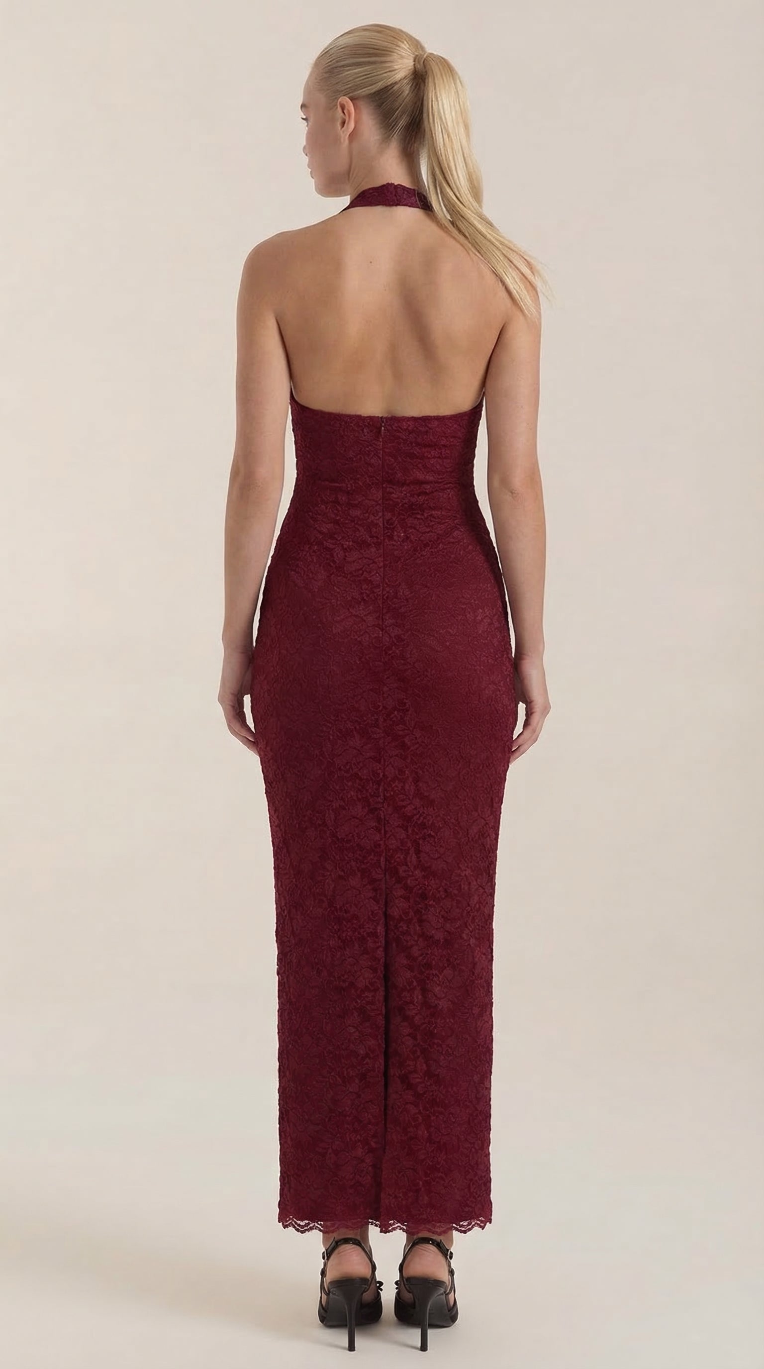 Roxanne Spitzen-Halter-Maxikleid