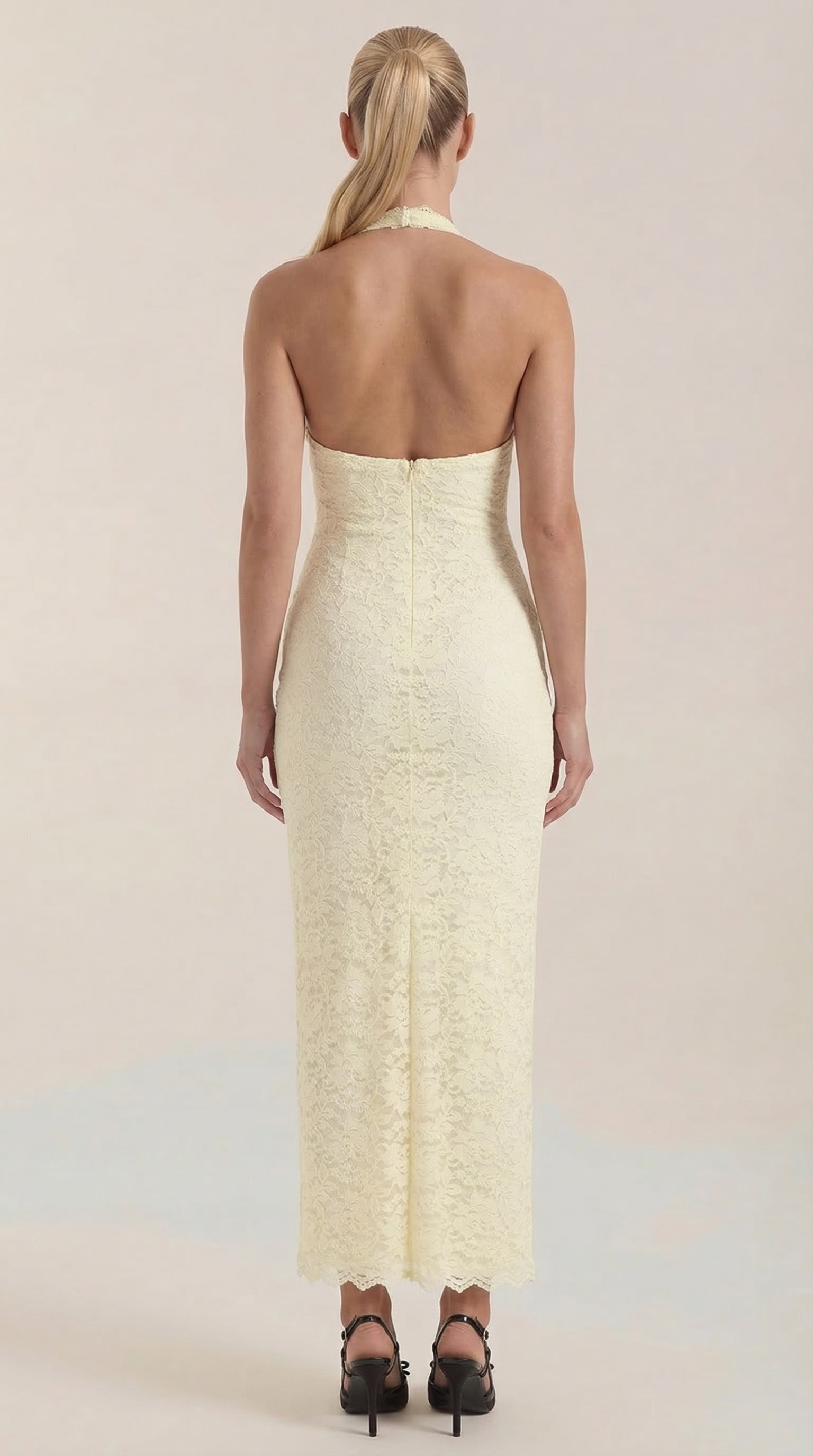 Roxanne Spitzen-Halter-Maxikleid