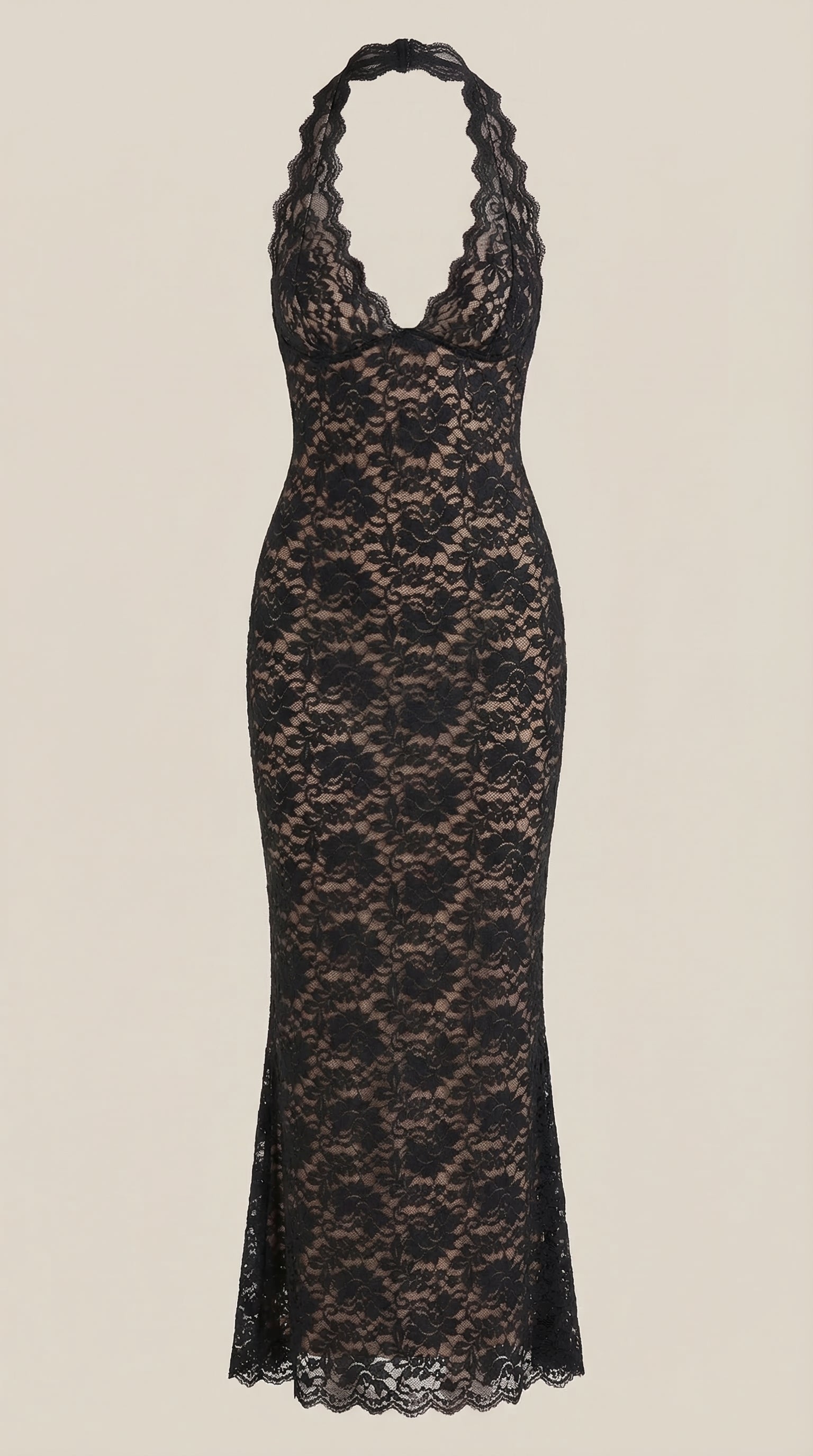 Roxanne Spitzen-Halter-Maxikleid
