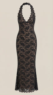 Roxanne Spitzen-Halter-Maxikleid