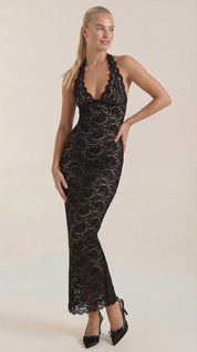Roxanne Spitzen-Halter-Maxikleid