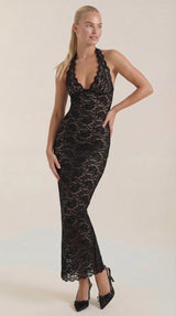 Roxanne Spitzen-Halter-Maxikleid