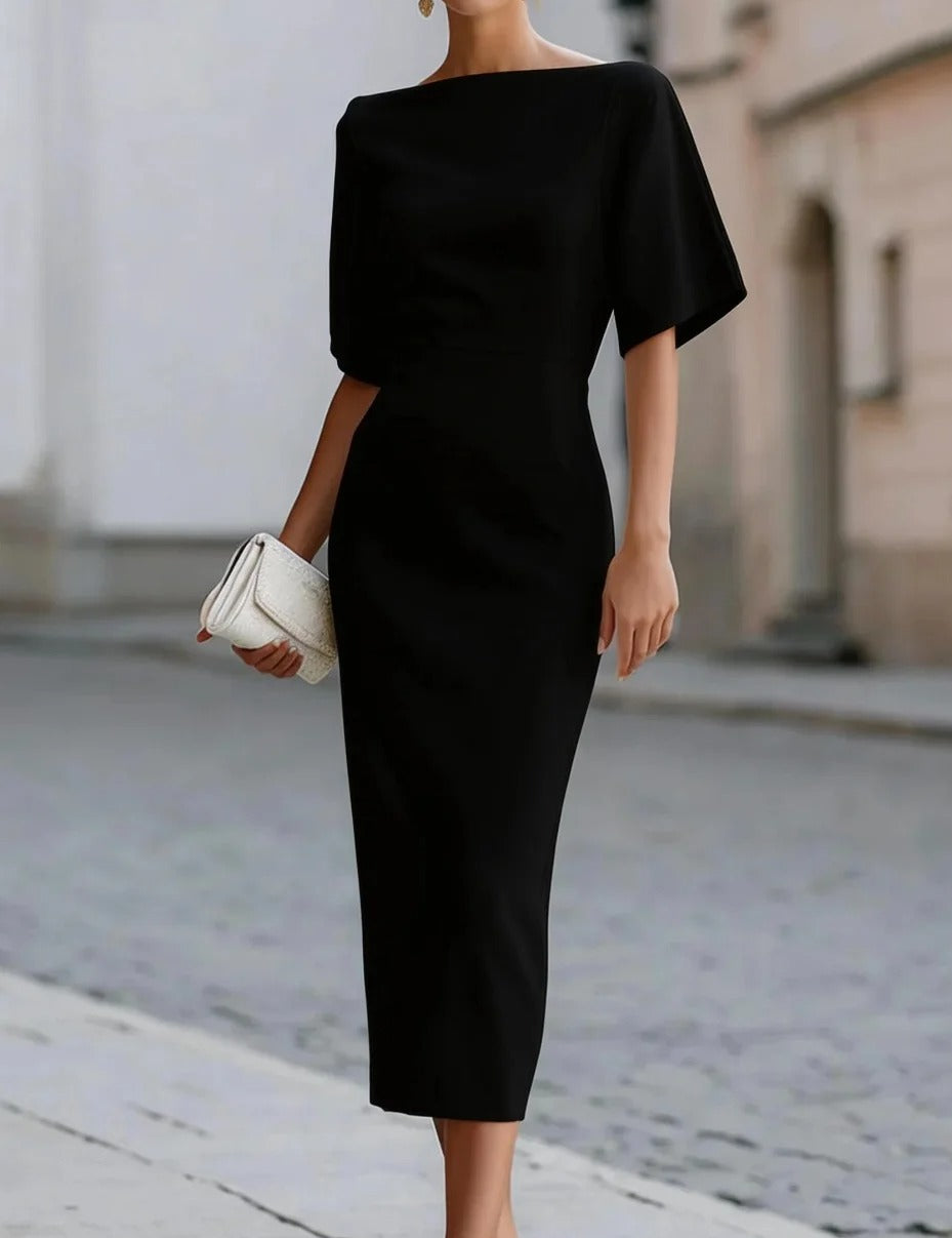 Elegancka Sukienka midi z krótkim rękawem