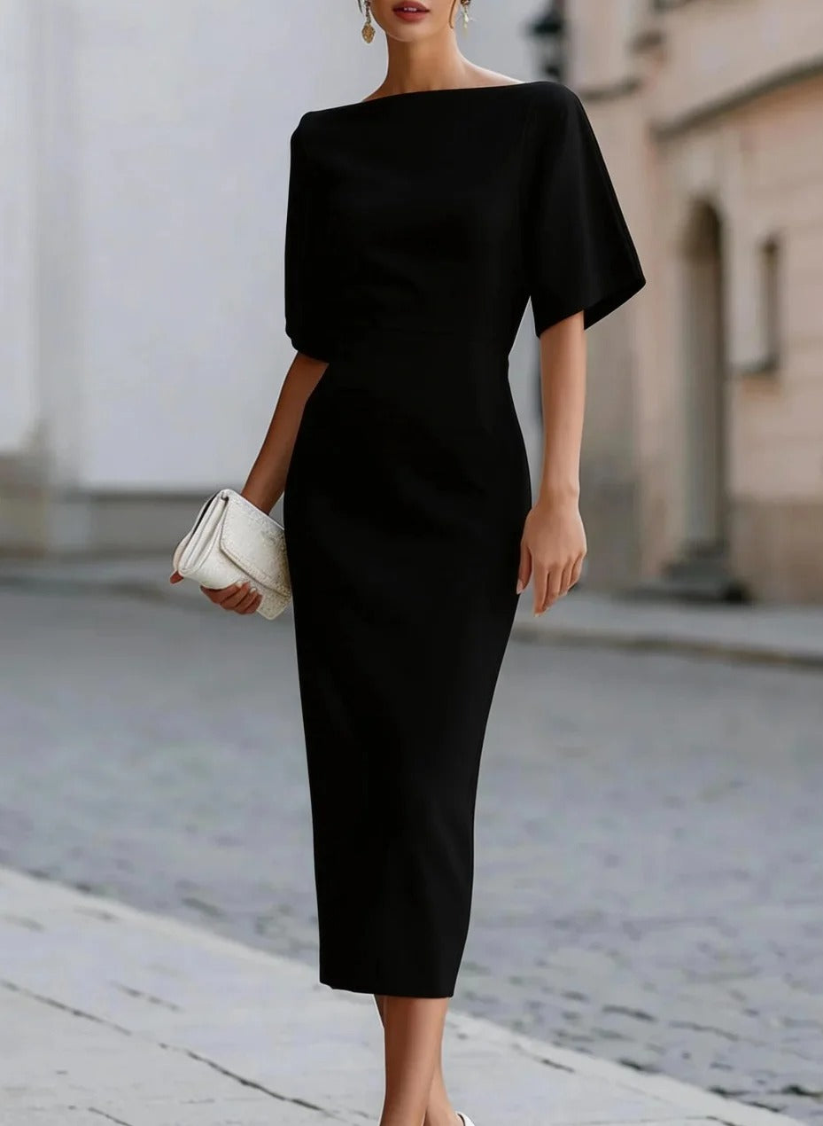 Elegancka Sukienka midi z krótkim rękawem