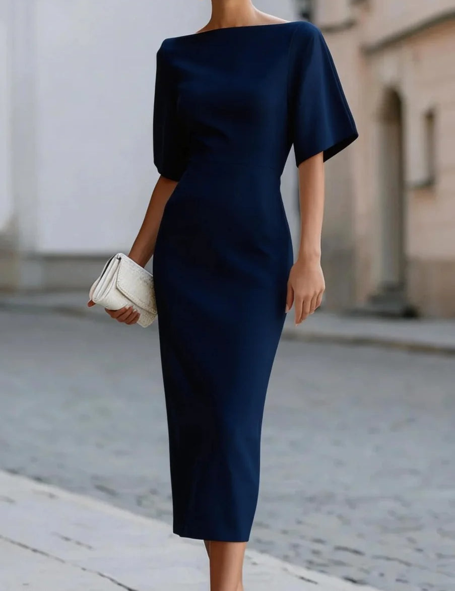 Elegancka Sukienka midi z krótkim rękawem